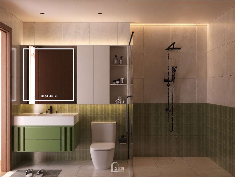 Thiết kế phòng tắm chung cư 3 ngủ phong cách Mid - century dự án Viha Complex Leciva - Nơi từng chi tiết nội thất kể câu chuyện về phong cách sống và gu thẩm mỹ riêng biệt